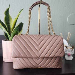 Quince Italian Leather Quilted Convertible Shoulder Bag Dark Taupe